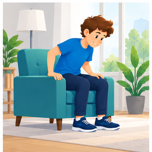 Young person getting up from a chair