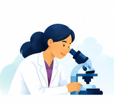 Scientist using a microscope