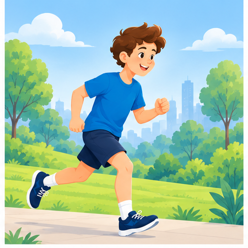 Young person running outdoors