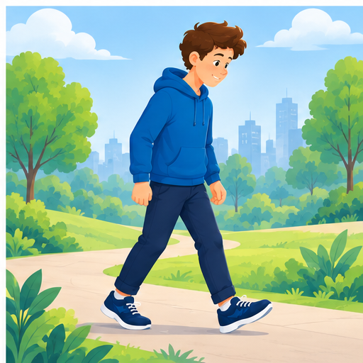 Young person walking outdoors